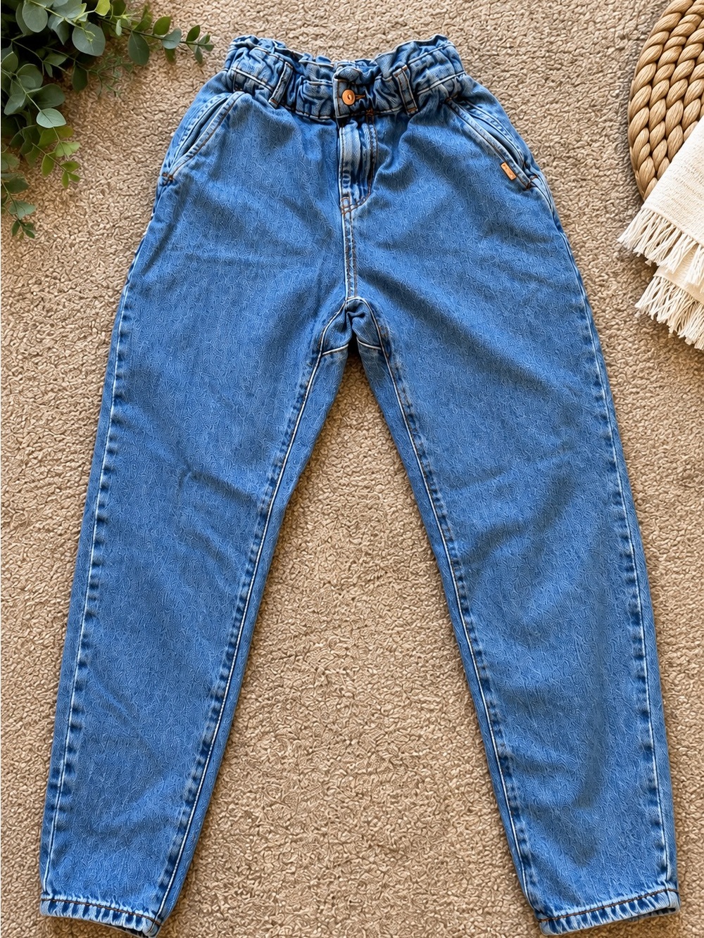 Paperbag Waist High Rise Tapered Jeans Size 0